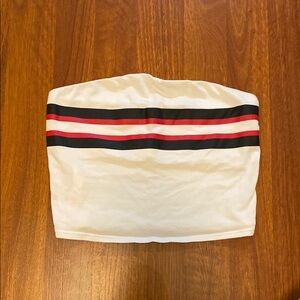 PINK White Tube Top with Striped Design